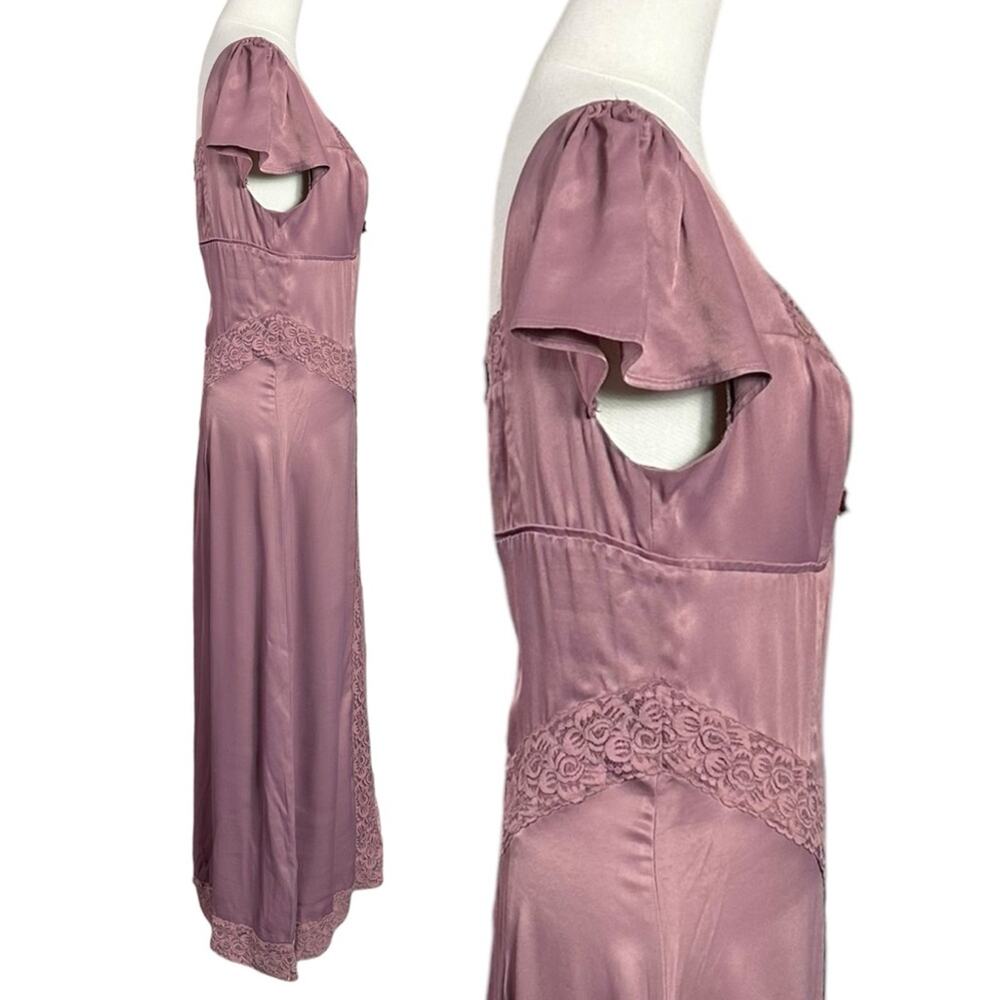 Free People Pink Skies Dainty Silky Lace Midi Dress in Nostalgia Rose XL - Picture 7 of 10